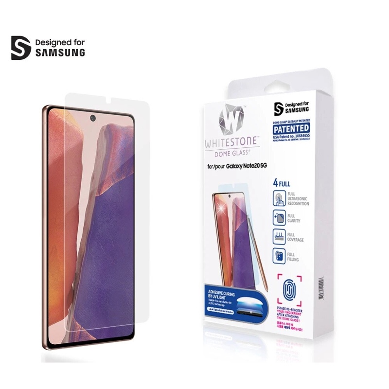 Whitestone Galaxy Note 20 Screen Protector [Dome Glass] Full Coverage Tempered Glass Shield [Liquid Dispersion Tech] Easy Install Kit
