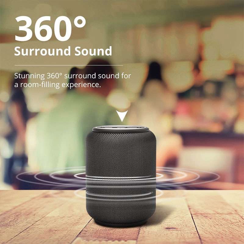 Tronsmart T6 Mini Upgraded Bluetooth Speaker TWS Speakers IPX6 Wireless Portable Speaker with 360 Degree Surround Sound, Voice Assistant - BLACK