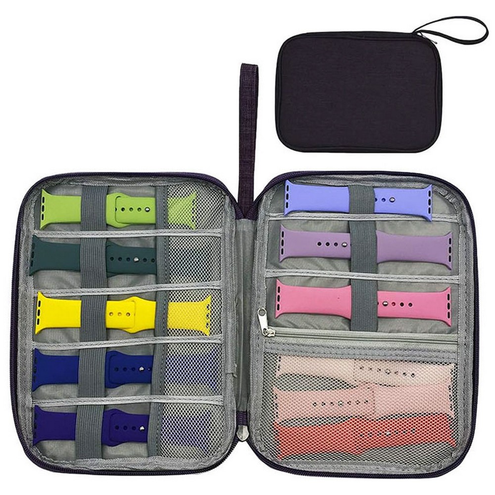 Smartwatch Accessories Organizer, Tech Accessories Travel Storage Bag for Watch Bands, Extra Pocket for Chargers, Cables, USB, SD Cards