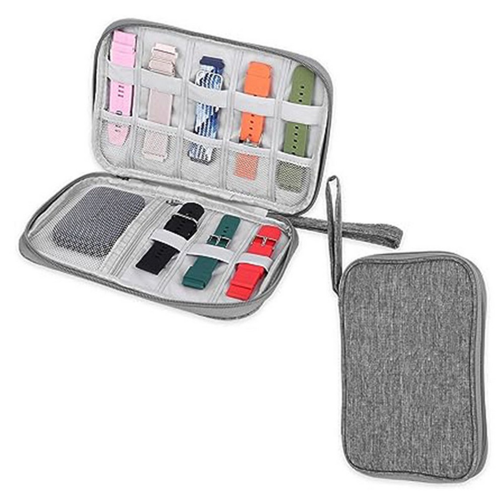 Smartwatch Accessories Organizer, Tech Accessories Travel Storage Bag for Watch Bands, Extra Pocket for Chargers, Cables, USB, SD Cards