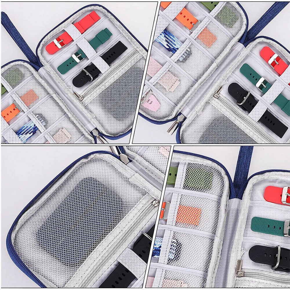 Smartwatch Accessories Organizer, Tech Accessories Travel Storage Bag for Watch Bands, Extra Pocket for Chargers, Cables, USB, SD Cards