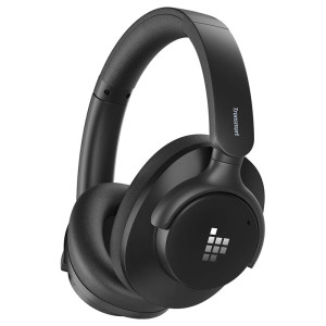 Tronsmart Q20S Hybrid Active Noise Cancelling Over Ear Headphones with Mic, Hi-Res Audio, 60H Playtime, Deep Bass Custom EQ via App, Comfort Fit, for Travel Home Office - Black