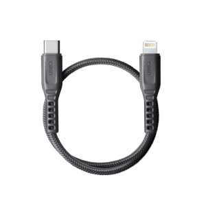 UNIQ FLEX USB-C TO Lightning Xtreme360 Strain Relief Cable 30CM (Short Length) - Concrete (Charcoal)