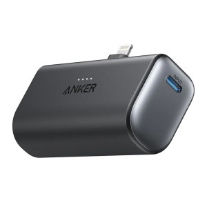 Anker Nano Portable Charger for iPhone, with Built-in MFi Certified Lightning Connector, Power Bank 5,000mAh 12W - Black