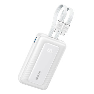 Anker Zolo Power Bank 10000mAh 35W with Built-in Dual USB-C Cables - White
