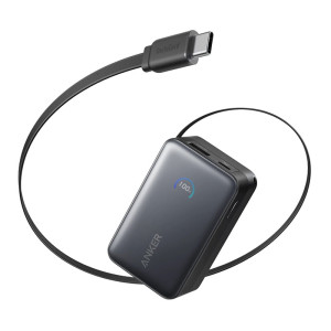 Anker Nano Power Bank 10,000mAh 45W, Built-In Retractable USB-C Cable - Black