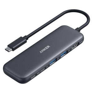 Anker 5-in-1 USB C Hub, USBC to HDMI Splitter with 4K Display, 1 x Powered USB-C 5Gbps & 2×Powered USB-A 3.0 5Gbps Data Ports - Black