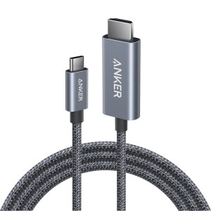 Anker HDMI Cable, 4K@60Hz Ultra-Fast Nylon-Braided USB C to HDMI Cord with Advanced Shielding, Thunderbolt 5/4/3 (3FT) - Black
