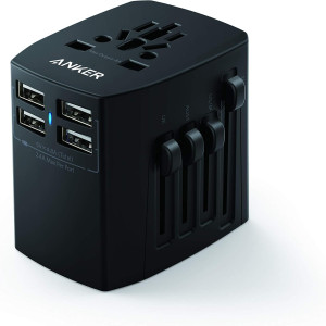 Anker Universal Travel Adaptor with 4 USB Ports - Black