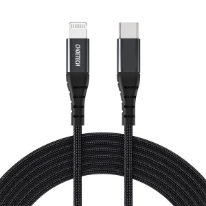Choetech USB-C to Lightning Nylon Braided MFi Certified Cable(1.2m/3.9ft)  –  Black (IP0039)