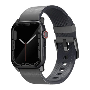 UNIQ STRADEN Genuine Leather Hybrid Apple Watch Strap for Series 1-10, SE/SE2 & Ultra/2 (49/45/44/46MM)  - Rhino (Grey)