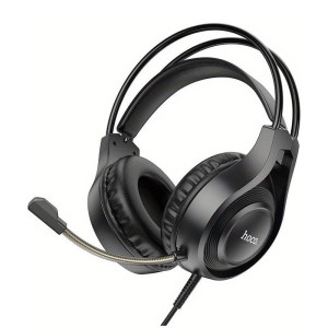 Hoco Tiger Gaming Wired Headset 3.5mm Jack, HD Microphone, 50mm Drivers, Stereo Sound, 1.8m Cable W106 - Black