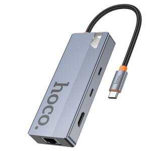 Hoco Wow 8-in-1 Type-C Hub – HDMI 4K, LAN, USB 3.0 Converter - HB52 - Space Grey