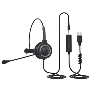 Salar BH69 Headset with Microphone, 3.5mm Wired Call Center Business Headset with Noise Cancelling Microphone, Volume Control & Mute Function, Comfortable Telephone Operator Headset for Clear Uninterrupted Calls - Black