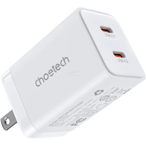 Choetech 45W Dual USB-C Charging Adapter (US Plug) High-Speed PD Wall Charger - PD3010 - White