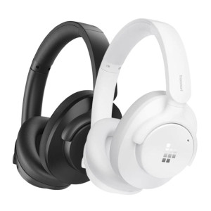 Tronsmart Q20S Hybrid Active Noise Cancelling Over Ear Headphones with Mic, Hi-Res Audio, 60H Playtime, Deep Bass Custom EQ via App, Comfort Fit, for Travel Home Office
