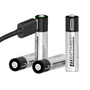 LiiBattaries AAA Type-C Rechargeable Lithium-ion Battery 500mAh 800+ Recharge Cycles - Pack of 4