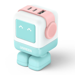 Ugreen Uno 65W 3-Port USB-C Fast Charger Adapter - Pink/Blue