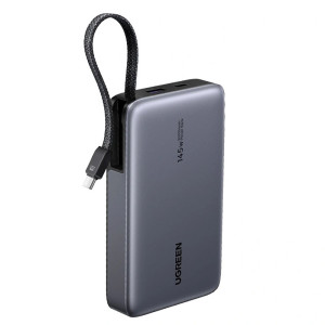 Ugreen 145W 20,000mAh Power Bank with Built-in Cable - Grey