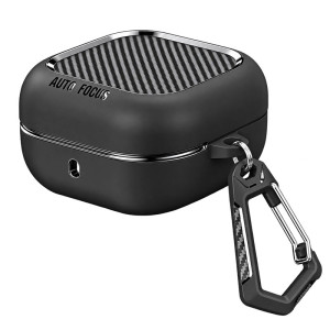 Carbon Fiber Protective Case for Samsung Galaxy Buds 4 / Buds 4 Pro with Keychain - Black