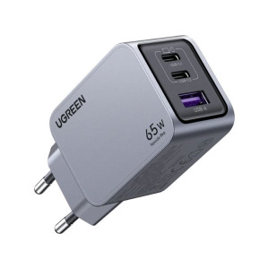 Ugreen Nexode Pro 65W 3-Port GaN Fast Charger EU Plug with 1.5m Type-C Cable - Grey
