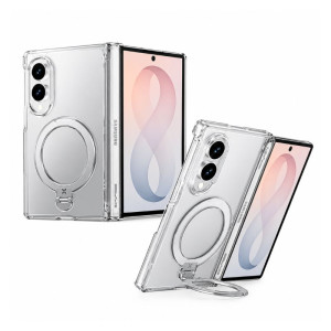 Samsung Galaxy Z Fold 8 Ultra-thin Transparent Case with Rotatable Magnetic Holder