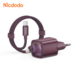 Mcdodo Nano 65W GaN Charger with 240W USB-C to USB-C Cable – Burgundy