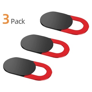 WebCam Privacy Cover Shutter Slider For iPhone Web Laptop PC For iPad Tablet Camera Mobile Phone Privacy Sticker [Black/Red] - Pack of 3