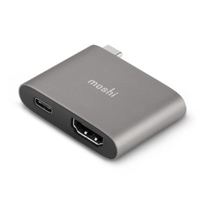 Moshi Compact USB-C to HDMI Adapter with HDR and USB PD Passthrough Charging - Titanium Gray - 99MO084272
