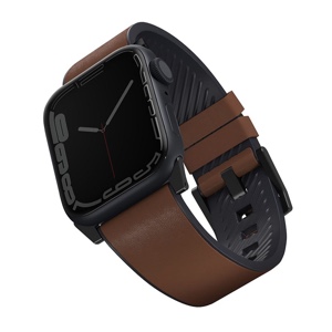 UNIQ STRADEN Genuine Leather Hybrid Apple Watch Strap for Series 1-10, SE/SE2 & Ultra/2 (49/45/44/46MM) - Toffee (Brown)