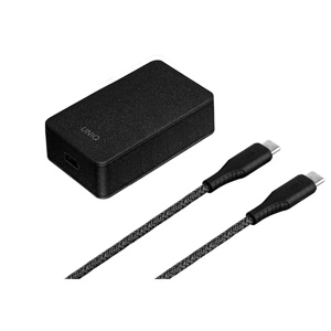 UNIQ VERSA Slim Kit USB-C PD 18W Wall Charger With USB C Cable (UK/US Plug) - Charcoal (Black)
