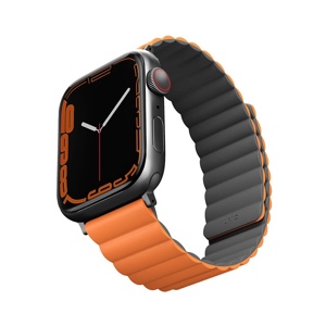 UNIQ Revix Reversible Magnetic Apple Watch Strap Series 1-10, SE/SE2 & Watch Ultra  49/45/44/46MM – Charcoal (Grey/Orange)