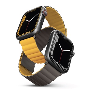 UNIQ REVIX Reversible Magnetic Apple Watch Strap for Series 1-10, SE/SE2 & Watch Ultra  49/45/44/46MM - Mustard (Khaki)