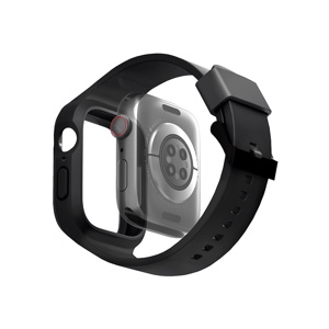 UNIQ MONOS 2-IN-1 Apple Watch Strap With Hybrid Case for Series 4/5/6/7/8/9 & SE/SE2 45/44MM - Midnight (Black)