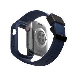 UNIQ MONOS 2-IN-1 Apple Watch Strap With Hybrid Case for Series 4/5/6/7/8/9 & SE/SE2 45/44MM – Marine (Blue)