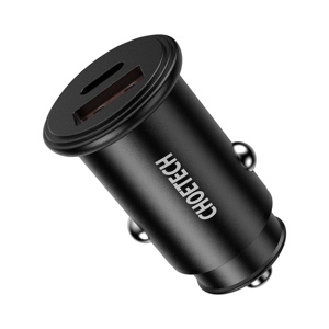 Choetech Dual USB QC 3.0 USB-A + PD 30W Type-C USB Fast Car Charger - Black  (TC0006)