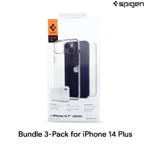 Spigen Bundle Pack for iPhone 14 Plus 6.7 inch (Crystal Flex Case + Glass.tR Screen Protector + PowerArc 20W Charger) - ASE05407