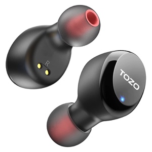 TOZO T6S v2022 True Wireless Earbuds with Bluetooth 5.2, Environmental Noise Cancellation, Sound with Deep Bass, Supports APP Control for Sports - Black