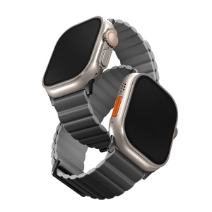 UNIQ Revix Premium Edition Reversible Magnetic Apple Watch Strap for Series 1-10, SE/SE2 & Watch Ultra/2 49/45/44/46MM - Charcoal / Ash Grey