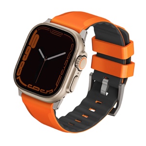 UNIQ Linus Airosoft Silicone Apple Watch Strap for Series 1-10, SE/SE2 & Watch Ultra 49/45/44/46MM - Volt Orange