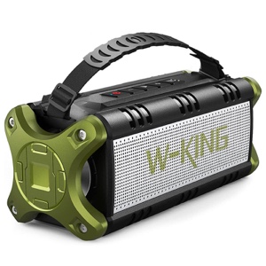 W-KING D8 Mini 30W Portable Speaker IPX6 Waterproof Outdoor Speaker with Super Punchy Bass, 24H Playtime, EQ, AUX, TF Card, USB Playback for Home, Party, Outdoor - Green