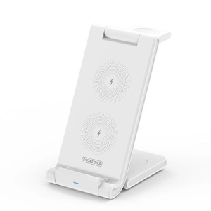 Universal Foldable 15W 3 in 1 Wireless Charger for  Phones, Earbuds, Watches & More - W-10 - White