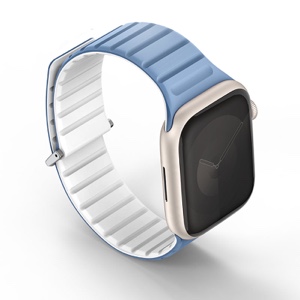 UNIQ Revix Evo Reversible Magnetic Apple Watch Strap for Series 1-10, SE/SE2 41/40/42MM – Powder Blue / White