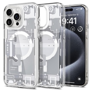 Spigen Ultra Hybrid Magfit MagSafe Compatible Phone Case for iPhone 15 Pro Max  – Zero One White