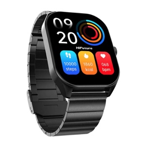 HIfuture APEX 2.04 AMOLED Premium Stainless Steel Wireless Smart Calling Watch - Black