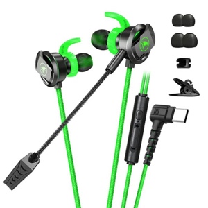 Plextone RX3 PLUS Type-C Interface In-ear Wired Game Earphones Pluggable Mic RGB Light Effect - Green