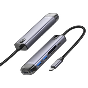 Mcdodo USB C Hub 6 in 1 Dongle to HDMI Multiport Adapter with 4K HDMI Output 2 USB 3.0 Ports SD/TF Card Reader 100W PD - HU-7740