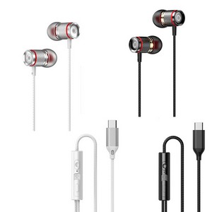Type C Wired Earphones Headphones In-Ear Stereo Bass Sound with Microphone Universal Compatibility