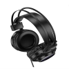 Hoco Resource Gaming Wired Headphones with 3.5mm AUX + USB-A, 2m cable, Colorful RGB lighting - W110 - Black