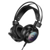 Hoco Resource Gaming Wired Headphones with 3.5mm AUX + USB-A, 2m cable, Colorful RGB lighting - W110 - Black
